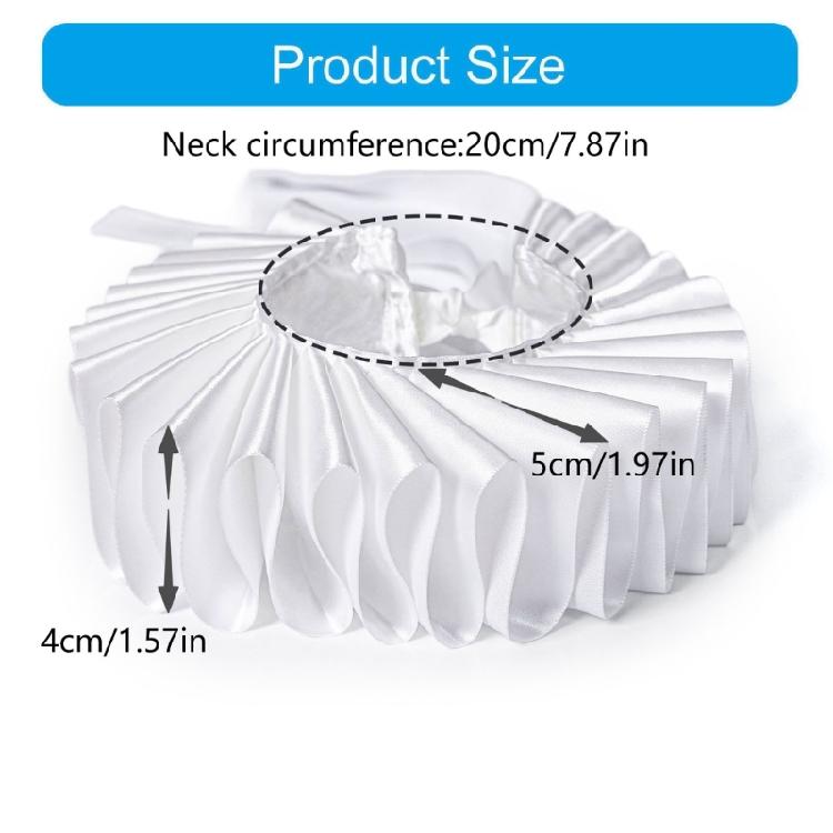 Royal Medieval Pet Collar Adjustable White Neck Ruff Costume Accessories for Dog Cats Themed Parties Photo Shoot