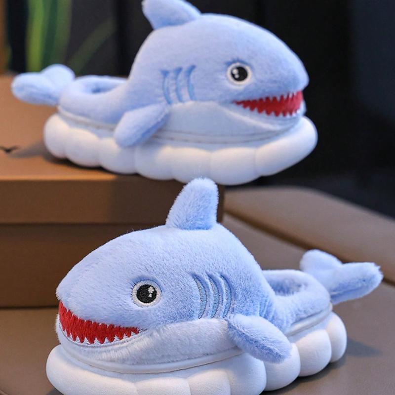 Warm Children's Shoes Suitable for Cute Shark Designs for Boys and Girls, Creative Autumn and  Winter  Indoor  Slippers