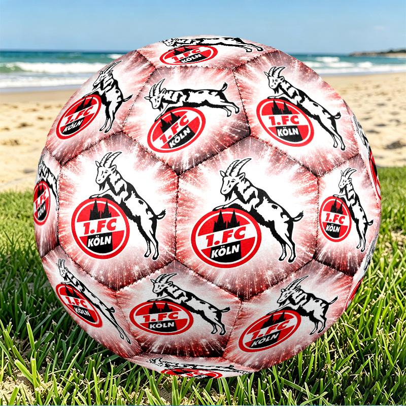 FC Koln Print Size 5 Soccer Ball, PU Wear Resistant Football for Match Training and Daily Practice, Birthday Gift for Soccer Fans