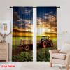 Set Of 2 Flat Printingfield Sunset Tractor Western Country Farm Scene Iving Room Bedroom College Dorm Office Curtain Polyester Ideal For