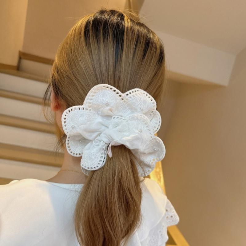 Elegant Lace Scrunchie Hair Tie Soft Fabric Hair Accessory For Women Girls Daily Party Wedding Casual Prom Occasion