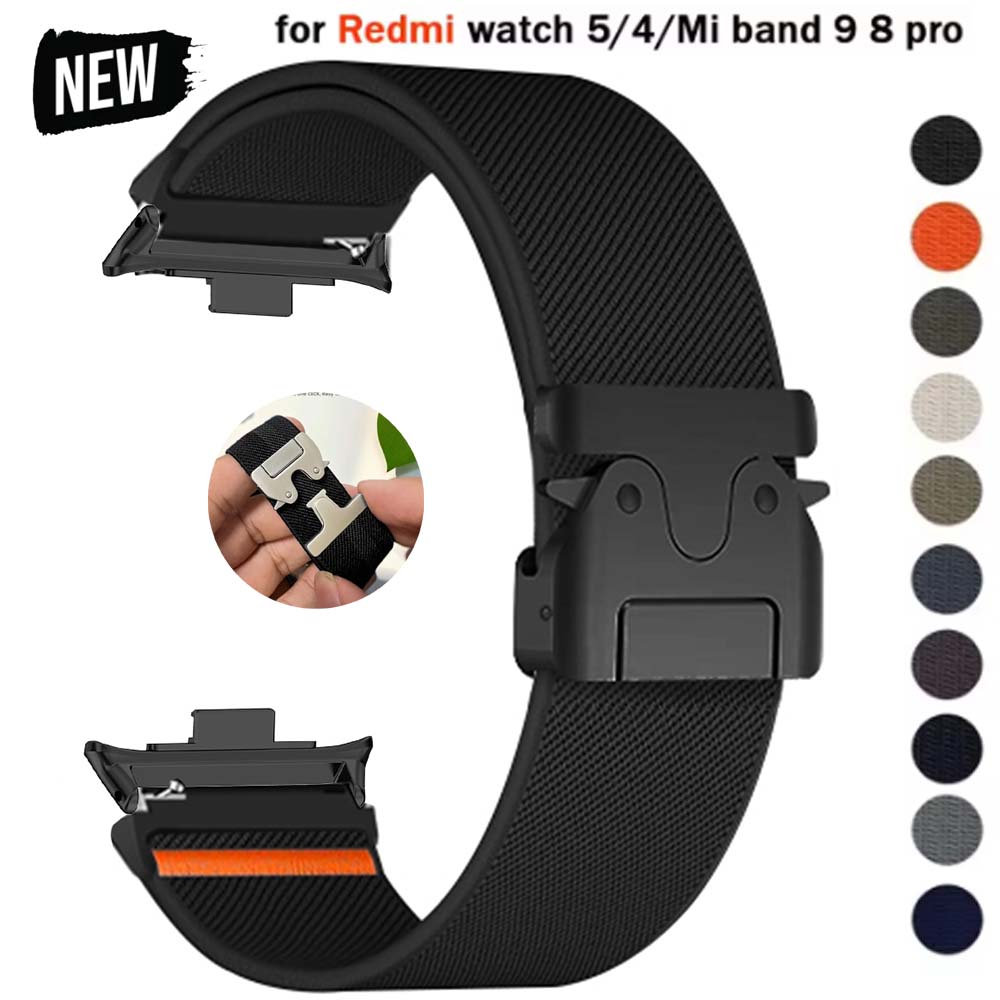 Nylon Loop Strap for Redmi Watch 5/4 Metal Buckle Band for XIAOMI Mi Band 9/8Pro Adjustable Sport Replacement Correa Bracelet