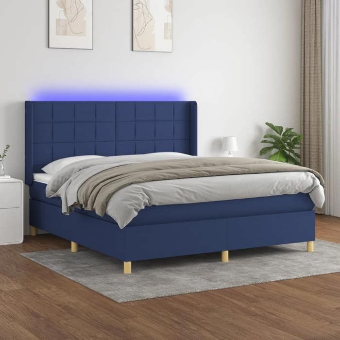 VidaXL Sommier à Lattes de Lit avec Matelas et LED, Lit Rembourré, Lit Double, Lit Adulte de Chambre à Coucher Intérieur, 3138899