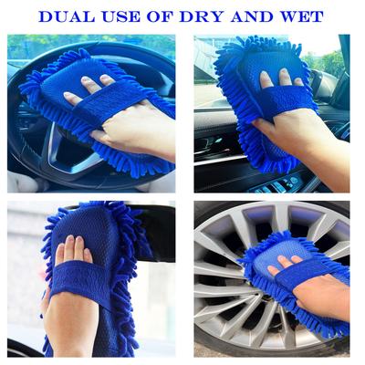 Biltvätt Microfiber Chenille Biltvätt Svamp Skötsel Tvätt Borstdyna Tvätthandduk Bilhandskar Styling Tillbehör Gadget