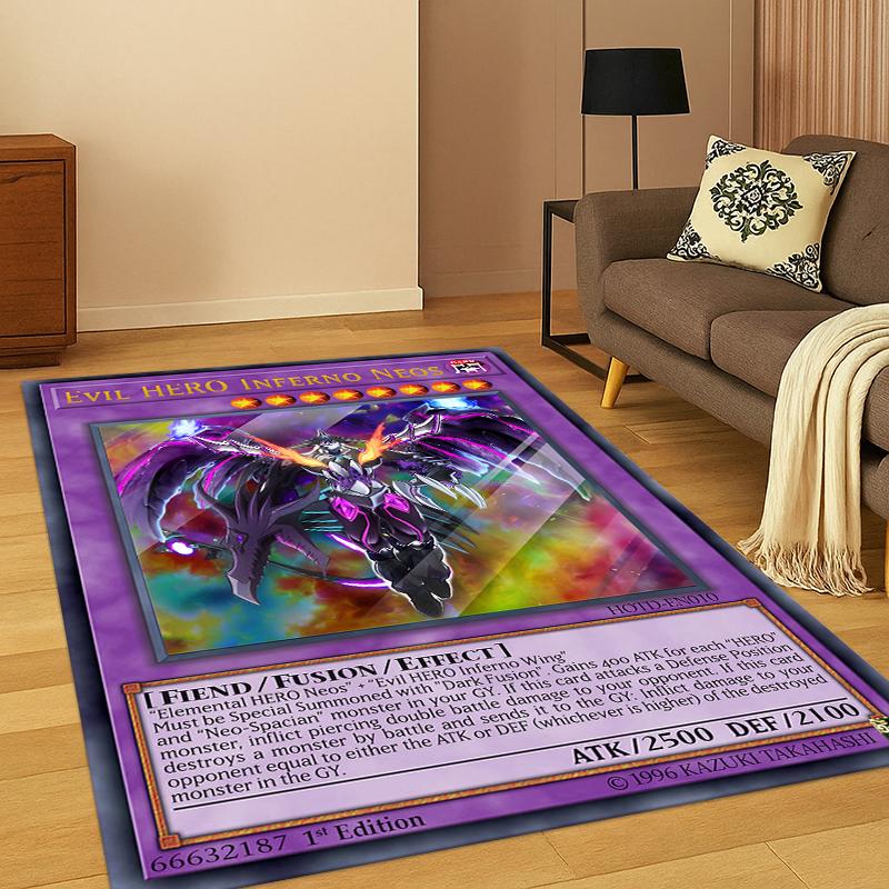 Anime Yu-Gi-Oh Monster Card Cartoon Carpet Rug for Bedroom Living Room Sofa Doormat Home Decor,Kid Game Area Rug Non-slip Gift