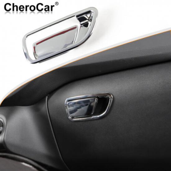 2XChrome Co-pilot Storage Box Handle Cover Trim  For +Ford Bronco Sport