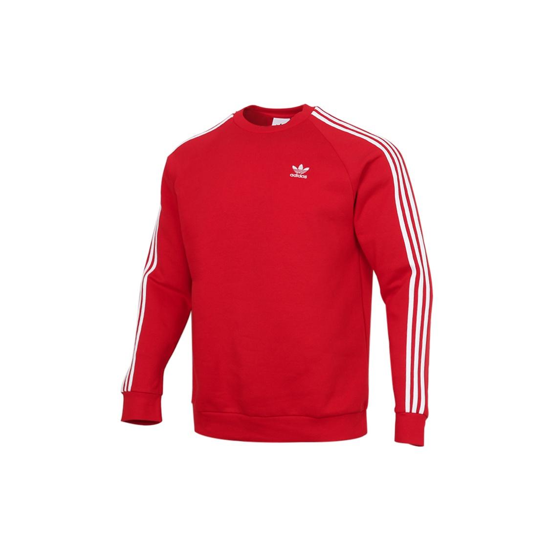 adidas originals 3-stripes Crew Round Neck Long Sleeves Red Men s GN3484 S