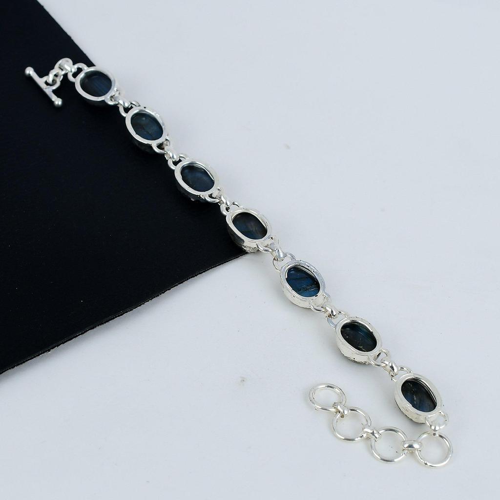 Amazing Labradorite Gemstone Handmade 925 Sterling Silver Bracelet, Labradorite Bracelet For Wife , Unisex Bracelet Birthday Gift