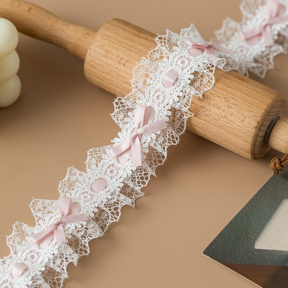 Bows & Pleated Lace Trim Ribbons Handmade Fabric Sewing Supplies New Hair Accessories  Baby Shower