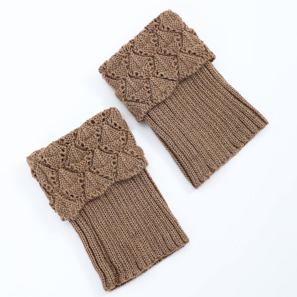 Border Knitted Short Korean Version Winter Women Shoe Covers Foot Covers New Flip Over Scallop Yarn Sock Covers Leg Guards