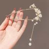 Fashion Metal Pearl Flower Tassel Hair Stick for Women Chinese Style U-shaped Hanfu Hairpin Headwear Jewelry Hair Accessories