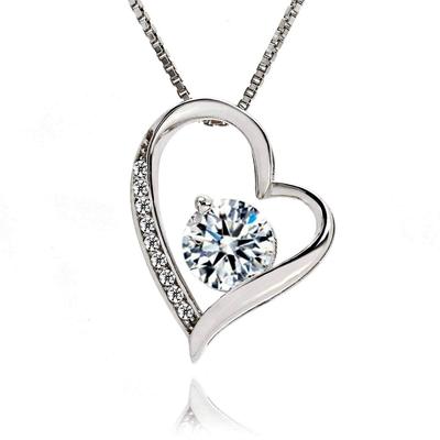 [Christmas Fair] Lovamor Women's Open Heart Necklace with CZ Diamonds (Silver)