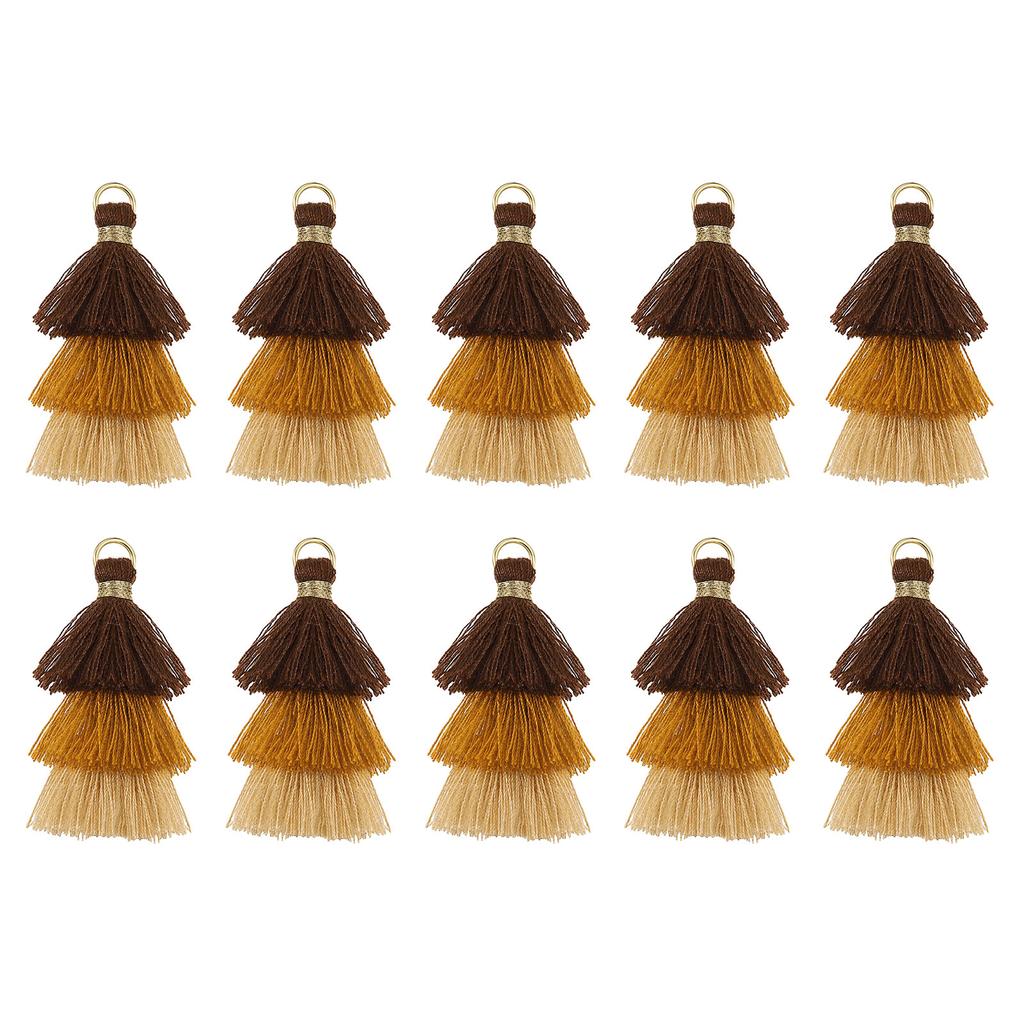 10Pcs Tiny Tri-Layered Tassels 1.6" Mini Tassel Bag Charm Bohemian Keychains Handmade Tassel Keychain for DIY Projects