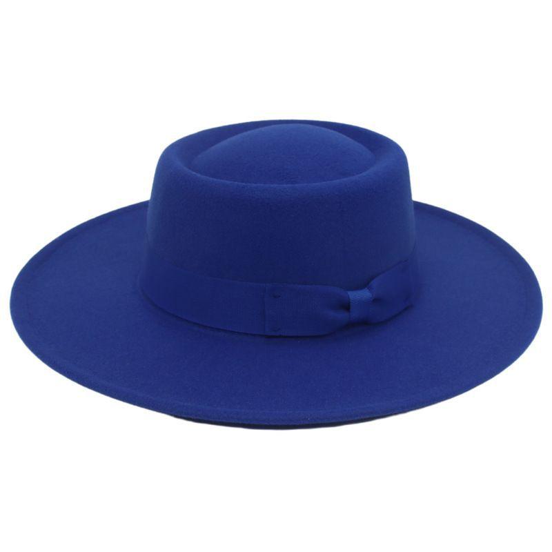 Popular Top Hat Versatile Bow Dome Convex Top Big Brim Fashion Casual Woolen Felt Hat Top Hat Hat