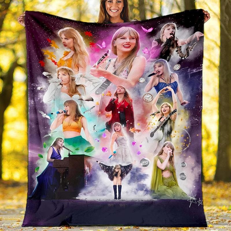 1 Stück Taylor Swift2 Thema Decke - Digitaldruck, Polyester, Gemütlich für alle Jahreszeiten, Perfekt für Draußen, Camping und Reisen