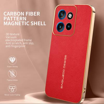 Handyhülle für Motorola Edge 50 Neo 5G / Moto S50 5G / Edge 60 Neo 5G / ThinkPhone 25 5G Kratzfest Litschi-Textur TPU Leder PU Handy-Rückseite