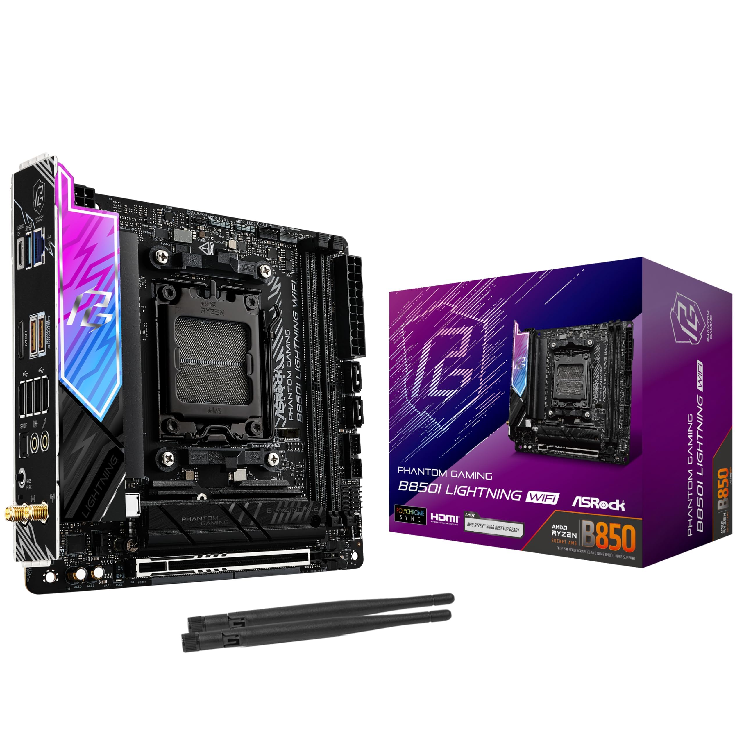 

Материнська плата ASRock B850I Lightning WiFi для процесорів серії AMD Ryzen DDR5 Mini ITX Японський роздрібний продавець 9000/8000/7000/8000/7000 (Розетка AM5) [Офіційний