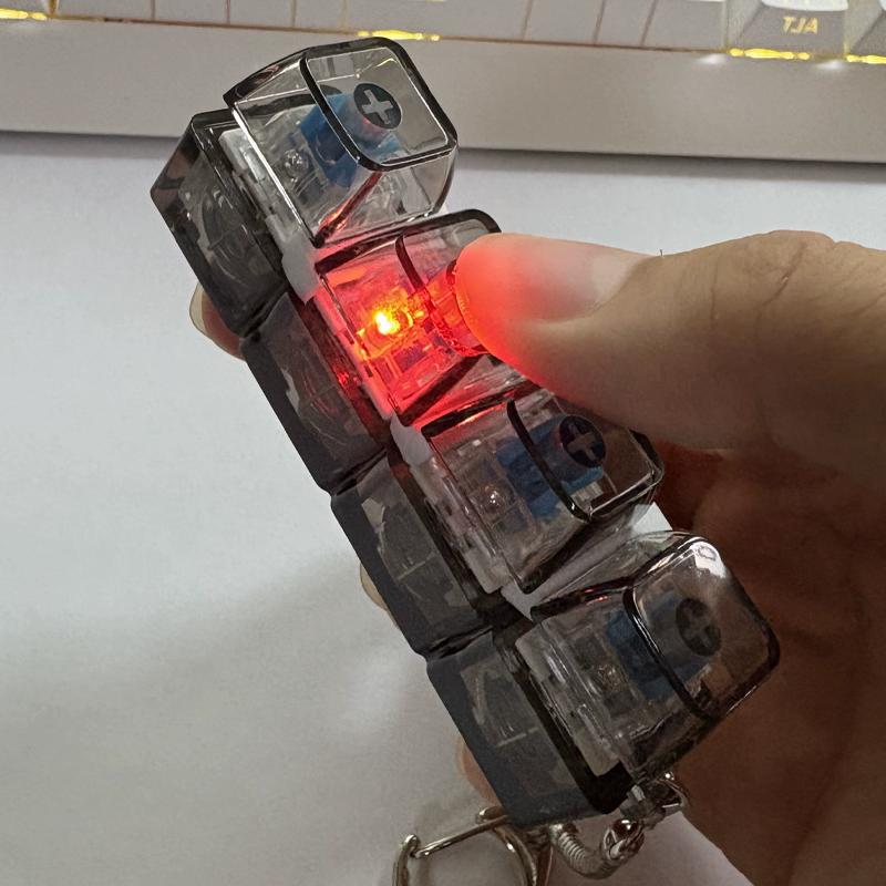 4-key Decompression Button PC High Transparency Cap Silent Testing Device Keyboard Decompression Pinching Button Keychains Button lights up