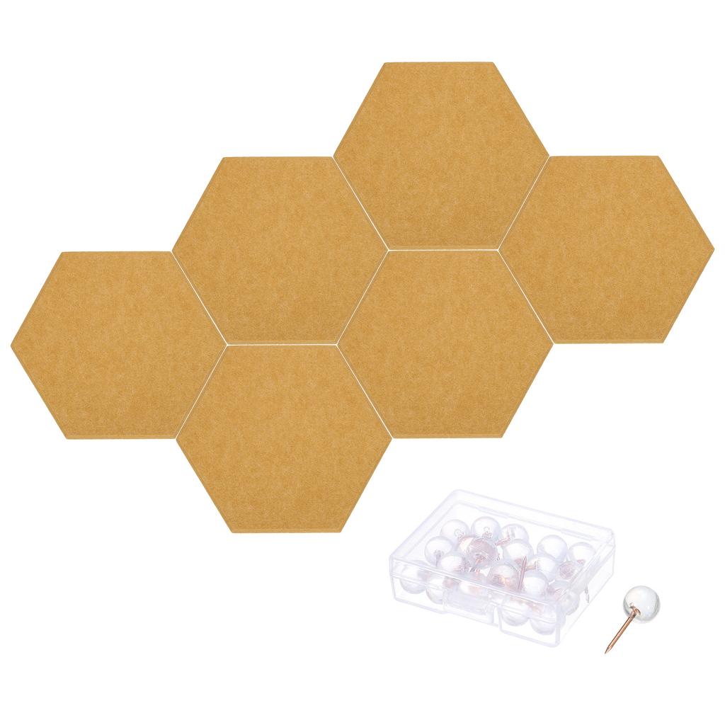 6Pc 30x26cm Felt Bulletin Board Self Adhesive Hexagon Felt Tiles for Sound Proofing Wall Panels for Home Office Recording Studio