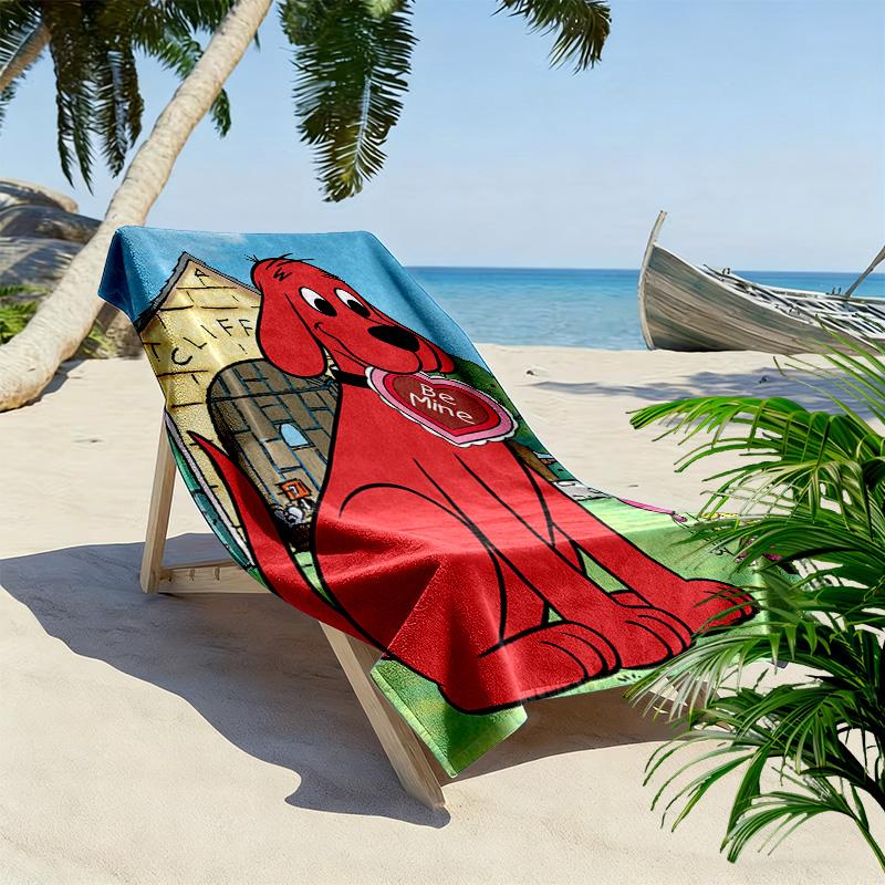 Clifford the Big Red Dog 2D Flat Print Beach Towel, Large Soft Quick Dry Towel for Beach Camping Swimming.NSTJ0928420