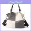 Canvas-Tasche für Damen mit Kontrastpanel und Reißverschluss für den täglichen Gebrauch