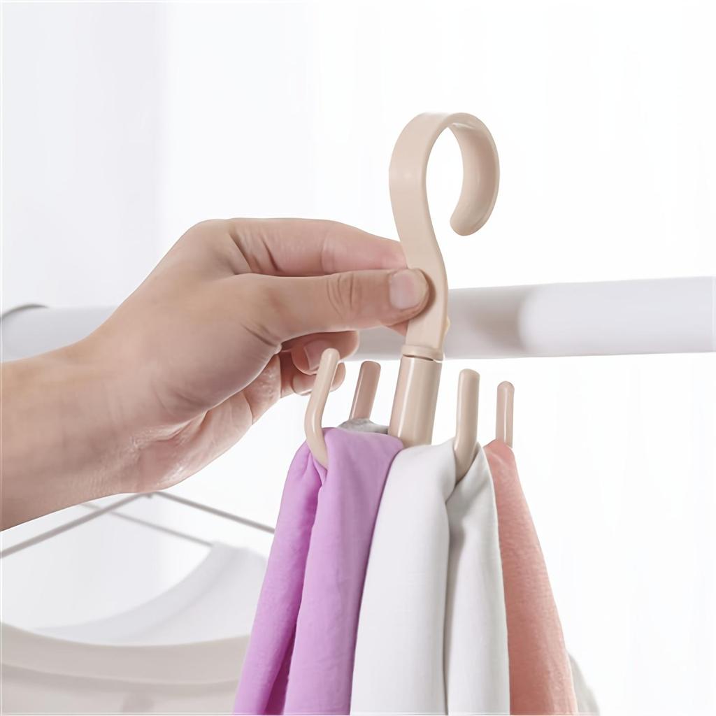 Rotating Closet Hanger with 4-Claw Hooks - Space-Saving Wall-Mounted Organizer for Ties, Handbags, Belts, Hats & Scarves