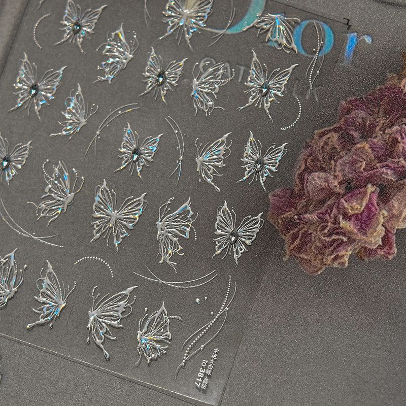 

Bows Three-Dimensional Diamond-Inlaid Laser Nail Sticker to3817 (Big White Butterfly) Crystal Diamond