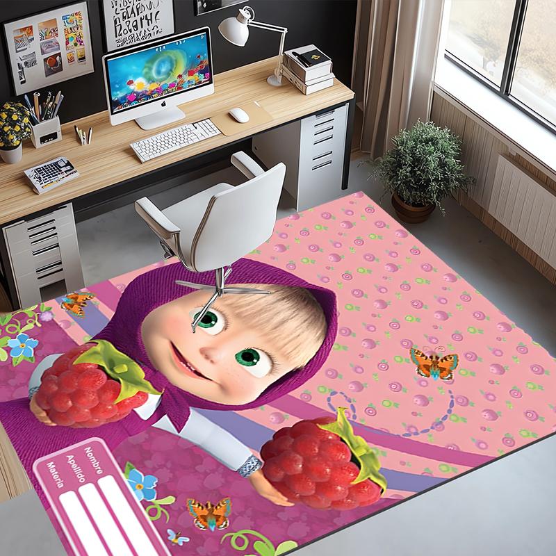 Masha and The Bear Pattern Rug, Indoor/Outdoor Mat, for Picnic, Gameroom, Bedroom, Office, Living Room, Home Decor Carpet, Birthday Gift