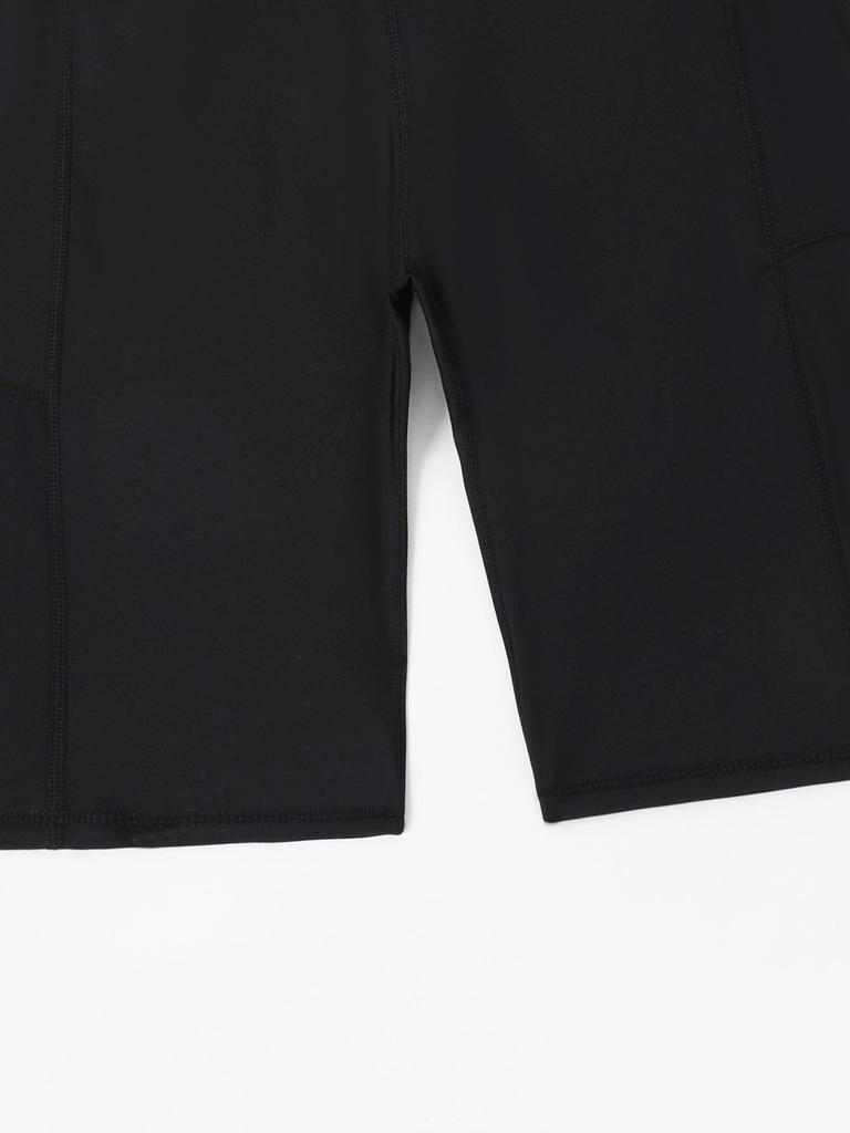 Women's High-Waisted Swim Shorts with Pockets - Flat-Leg, Five-Point Trunks