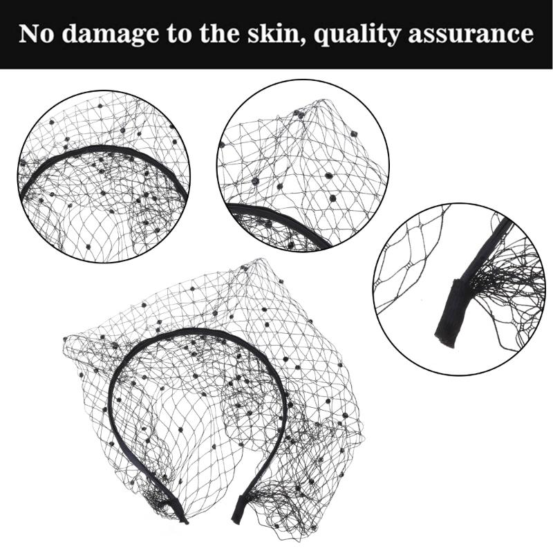 Set of 2 Crystal Face Net Headband Elegant Rhinestones Hair Hoop Ornament Wedding Fascinator Stylish Jewelry for Parties