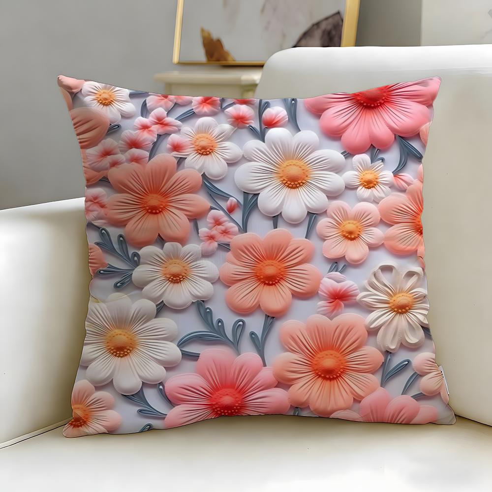 3D Flower Cushion Cover Soft  EasyWash Pillow Case  Versatile for Couch Bed Travel and Office