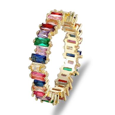 Nidin Top Quality Colorful Rainbow CZ Ring For Women Girls Fashion Engagement Wedding Band Charm Party Jewelry 10 Styles Choice