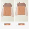 Womens Fashion Color Block Long Sleeve Crewneck Knitted Casual Loose Pullover Shirts Tops Sweatshirt T-Shirt