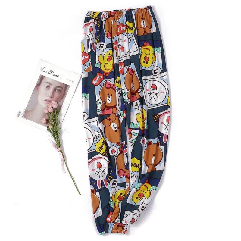 Women's Summmer Pants Drawstring Elastic Waist Beach Bloomers Pajama Pants Capri Pants