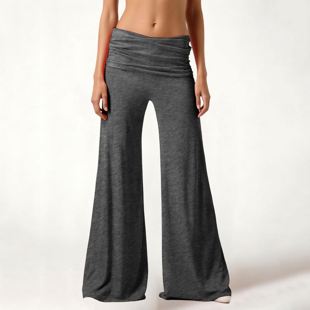 Women's Fashion Ruched Yoga Pants, Pocketless, Loose And Casual Wide-Leg Trousers