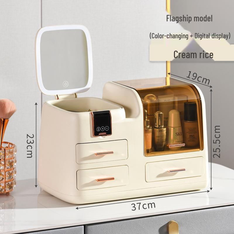 High-End LED Spiegel Kosmetik Aufbewahrungsbox für Hautpflege und Lippenstift Präsentation