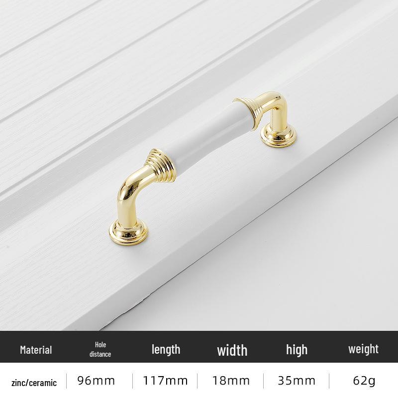 Nowoczesny Minimalistyczny Złoty Stop Aluminium Ceramiczna Rączka do Drzwi Szafek i Garderób