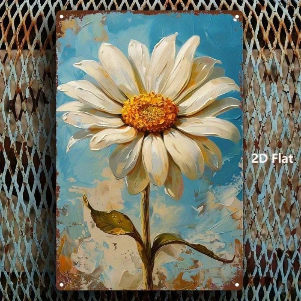 Vintage Metal Flower Sign 20x30cm Rustic Wall Decor for Garden Home