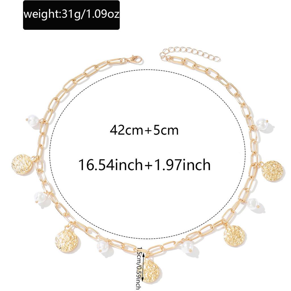 Minimalist Geometric Alloy Necklace With Artificial Pearl Pendant For Casual Women