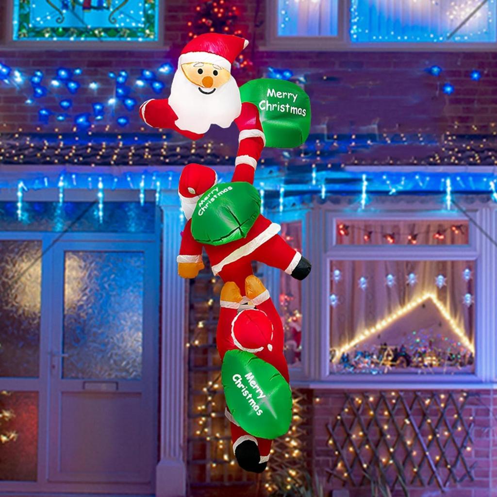 Christmas Inflatable Climbing Santa Festive, with Gift Bag, for Yard