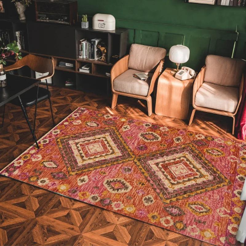 Bohemian-Stil Rutschfester Teppich Ländlicher Persischer Stil Rutschfeste Fußmatte Geeignet für Wohnzimmer-Sofas und Schlafzimmer-Kaffeetische