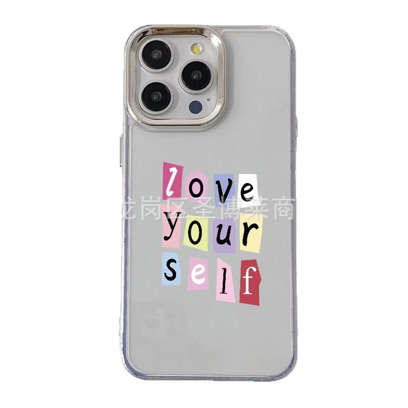 Color English Applicable iPhone15promax mobile phone case Apple 16 electroplated photo frame 14/13 protective case 17