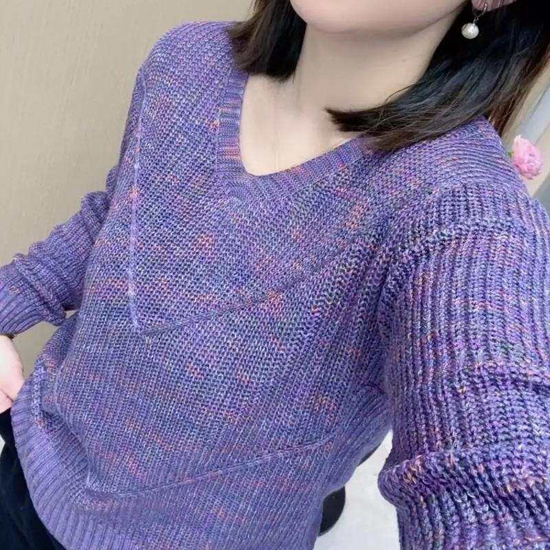 Women's Sweater Spring and Autumn Versatile Loose and Slimming Knit Sweater Top Clothes