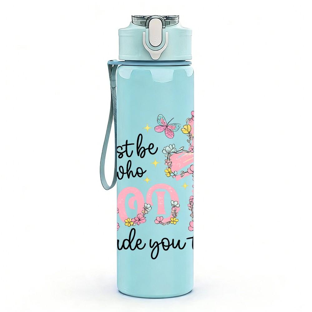 1PC Out For The God Faith Cross Quote Print 750ml Color Plastic Sports Water Bottle Leakproof Flip Straw Lid Suitable for Sports Office Home Use