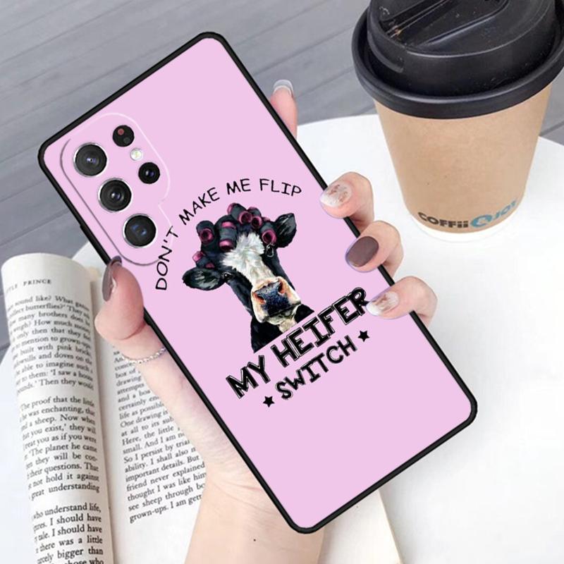 Funny Cow Face phone case Cover For Samsung Galaxy S24 S25 Ultra S21 S22 Ultra S10E Note 10 Plus Note 20 FE S23