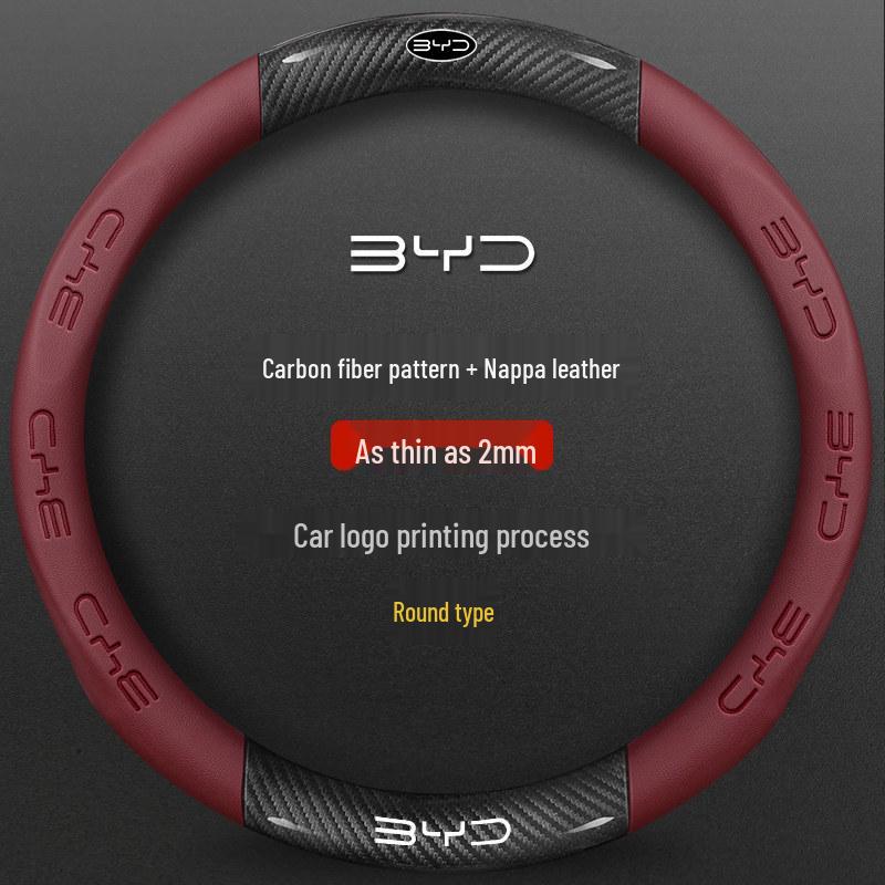 BYD Song PLUS Steering Wheel Cover for Han EV, Tang/Yuan Pro, Dolphin, Seagull, Qin - Genuine Leather