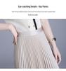 Plisowana spódnica A-line długa z gumką w pasie - Wszechstronny koreański styl - Wiosna-Lato 2026