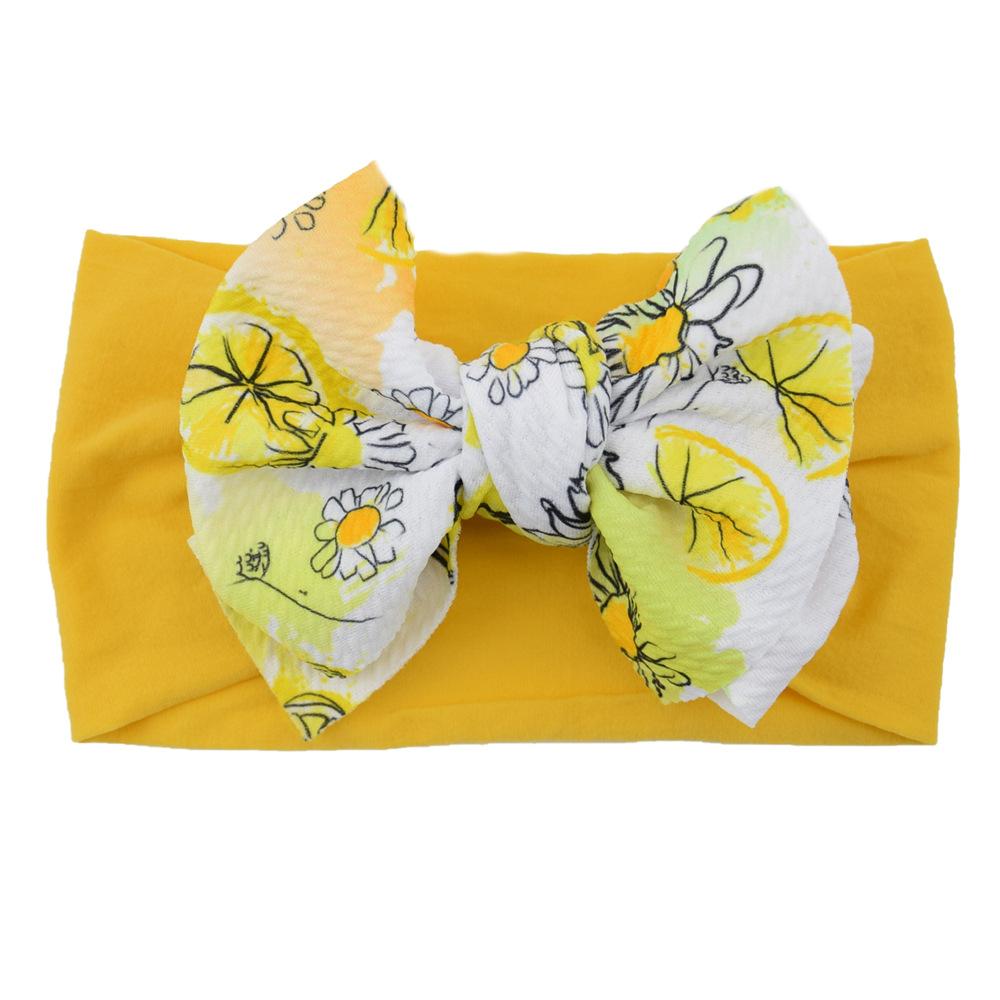 Children'S Printed Large Bow Nylon Headband Soft Elastic Hair Accessories Baby Headgear Baby Stockings Headband