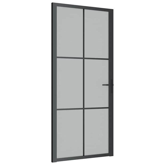 VidaXL Interior Door 93x201.5 Cm Black Frosted Glass and Aluminum 350558
