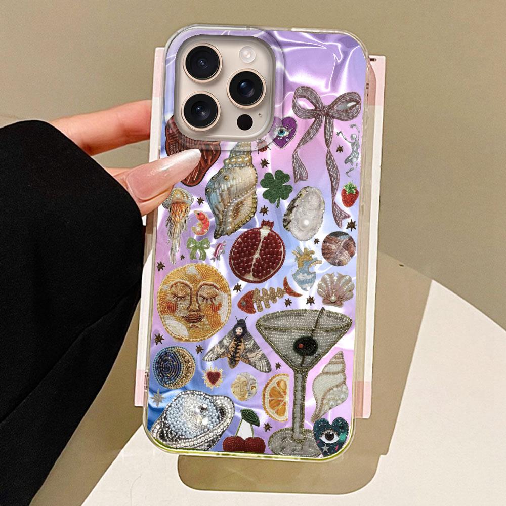 Retro Purple Face Sun Stars Phone Case for iphone 16 15 14 7 8 Plus 13 11 12 Pro Max X XS XR SE 2022 16e Back Women Girls Cover